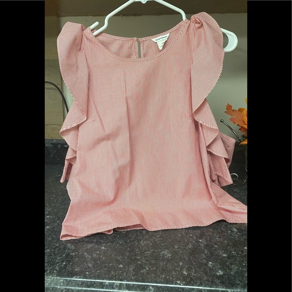 Club Monaco cold shoulder ruffle stripe top. - Picture 11 of 11